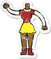 retro distressed sticker of a cartoon female body png