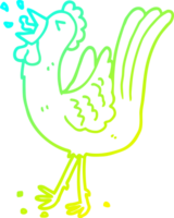 cold gradient line drawing cartoon crowing cockerel png