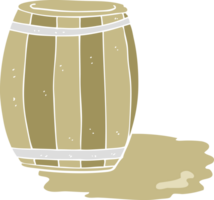 flat color illustration of a cartoon barrel beer png