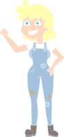 flat color illustration of a cartoon determined woman clenching fist png