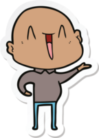 sticker of a happy cartoon bald man png