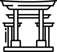 Asian Temple outline illustration vector