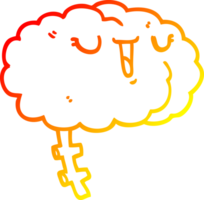 dibujo de línea de gradiente cálido cerebro de dibujos animados feliz png