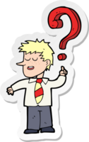 sticker of a cartoon school boy with question png