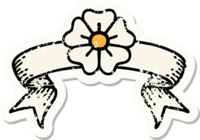 Grunge-Aufkleber mit Banner einer Blume png