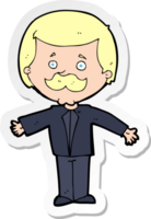 sticker of a cartoon mustache man with open arms png