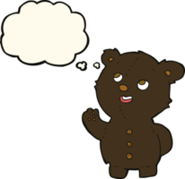 cartoon cute black bear cub with thought bubble png