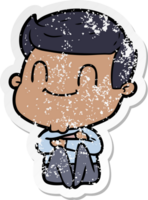 distressed sticker of a cartoon friendly man png