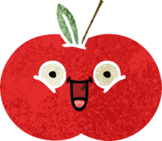 manzana roja de dibujos animados de estilo de ilustración retro png