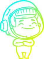 cold gradient line drawing happy cartoon astronaut png