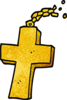 cartoon doodle crucifix on chain png