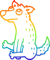 rainbow gradient line drawing cartoon dog sitting png