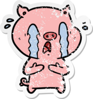 vinheta angustiada de um desenho animado de porco chorando png