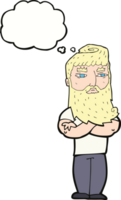 dessin animé homme sérieux avec barbe avec bulle de pensée png