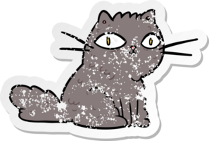 autocollant en détresse d'un chat de dessin animé png