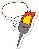 Cartoon flammender Kelch und Sprechblasenaufkleber png