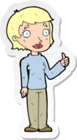 sticker of a cartoon woman giving thumbs up symbol png