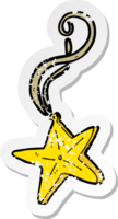 pegatina retro angustiada de un collar de estrellas mágicas de dibujos animados png