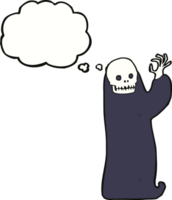 cartoon waving halloween ghoul with thought bubble png