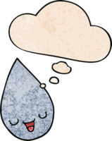 goutte de pluie de dessin animé et bulle de pensée dans le style de motif de texture grunge png