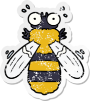 distressed sticker of a cartoon bee png