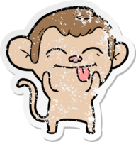 distressed sticker of a funny cartoon monkey png