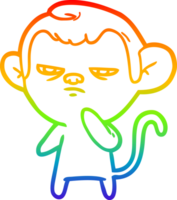 rainbow gradient line drawing cartoon monkey png