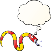 cartoon snake and thought bubble in smooth gradient style png