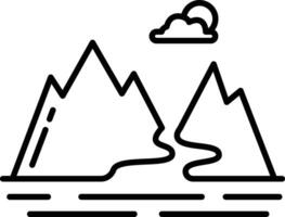 river mountains outline illustration vector