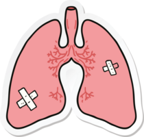 pegatina de los pulmones de una caricatura png