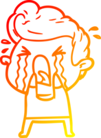 warm gradient line drawing cartoon crying man png