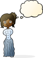 cartoon happy woman with thought bubble png