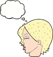 cartone animato femmina viso con pensato bolla png