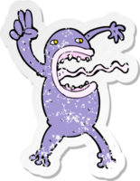 retro noodlijdende sticker van een cartoon gekke kikker png