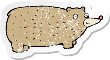 retro distressed sticker of a funny cartoon bear png