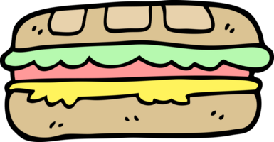 Sándwich sabroso de dibujos animados estilo doodle dibujado a mano png