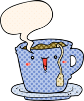 cute cartoon cup and saucer and speech bubble in comic book style png