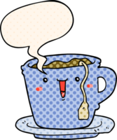 tasse et soucoupe de dessin animé mignon et bulle de dialogue dans le style de la bande dessinée png