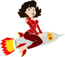cartoon army pin up girl riding missile png