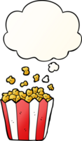 cartoon popcorn and thought bubble in smooth gradient style png