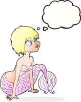 cartoon pretty mermaid with thought bubble png