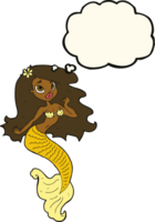 cartoon pretty mermaid with thought bubble png