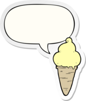 glace de dessin animé et autocollant de bulle de dialogue png