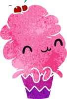 cupcake de pulpo kawaii de dibujos animados retro png