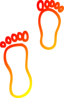 ligne de gradient chaud dessinant des empreintes de dessin animé png