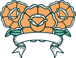 tattoo with banner of a bouquet of flowers png