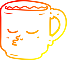 taza de café de dibujos animados de dibujo de línea de degradado cálido png