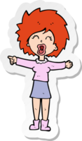 sticker of a cartoon stressed out woman talking png