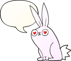 lapin de dessin animé amoureux et bulle de dialogue dans un style de dégradé lisse png