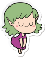 sticker of a happy cartoon elf girl wearing dress png